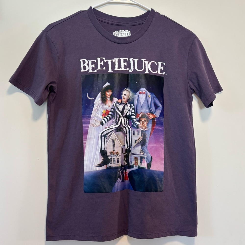Beetlejuice Purple Graphic Short Sleeve T-Shirt Tee Women XS
